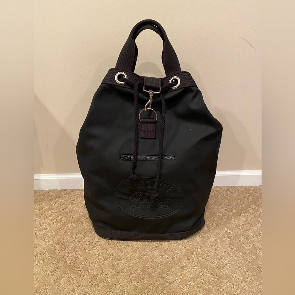 Extra Large Vintage 1990s Lacoste Travel Weekender Luggage Backpack- Black
